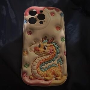 iPhone 15 pro max Dragon Candy Pattern Phone Case - Beige